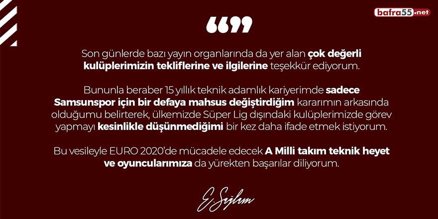 Ertuğrul Sağlam: “Süper Lig dışındaki kulüplerde görev yapmayı düşünmüyorum”