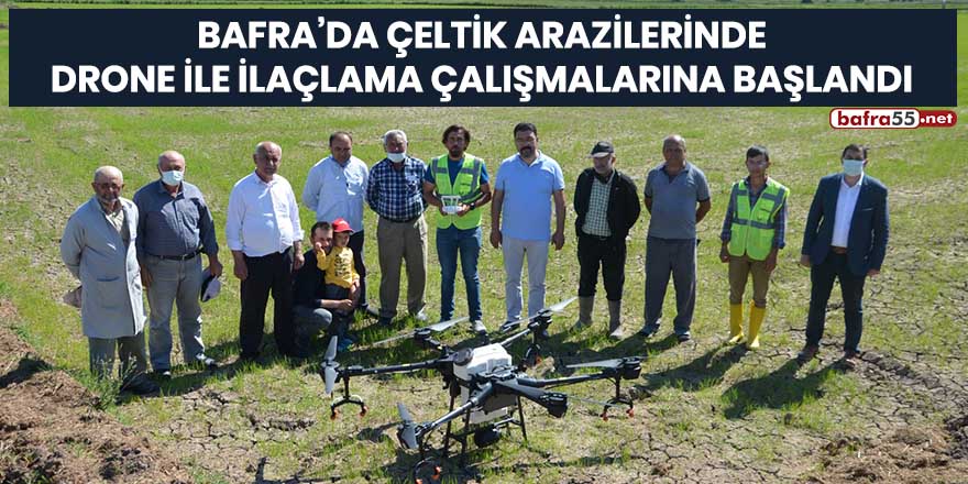 Bafra’da çeltik arazilerinde drone ile ilaçlama çalışmalarına başlandı