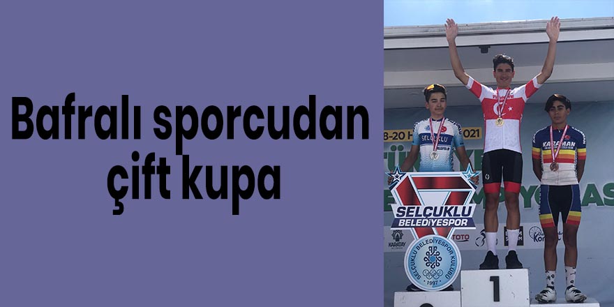 Bafralı sporcudan çift kupa