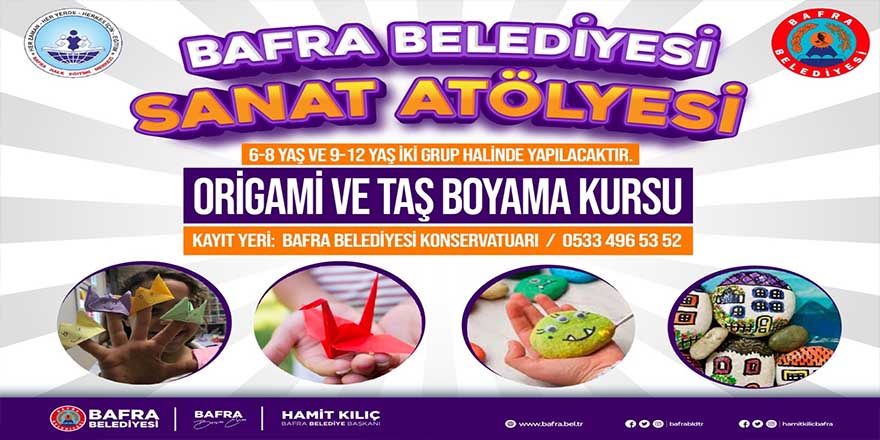 Bafra'da origami ve taş boyama kursu