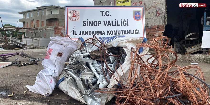 Sinop'ta çalıntı bakır kablo ve alüminyum korkuluk ele geçirildi