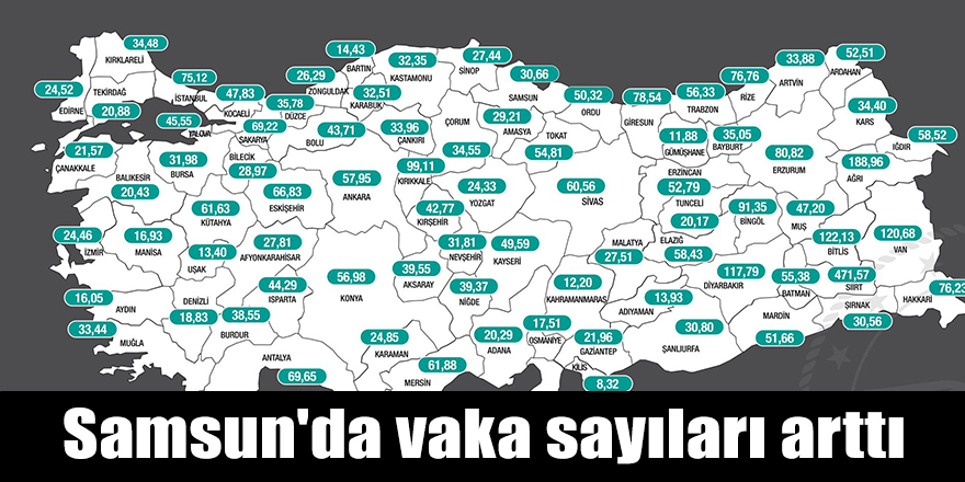 Samsun'da vaka sayıları arttı