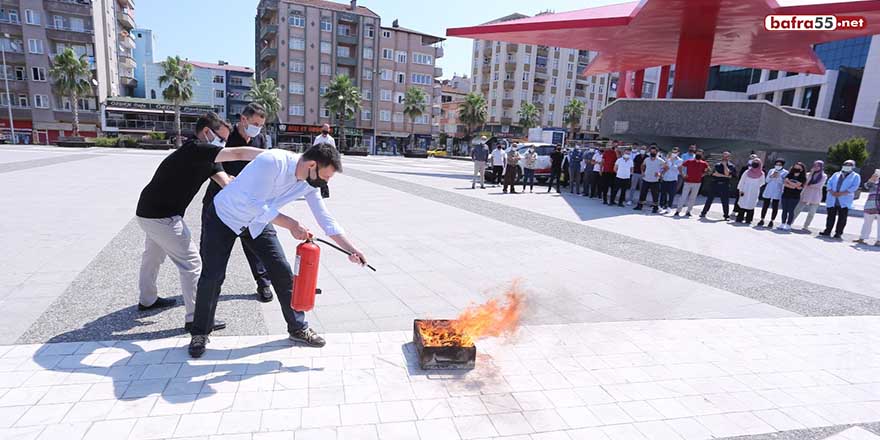 Canik Belediyesi'nde yangın tatbikatı yapıldı