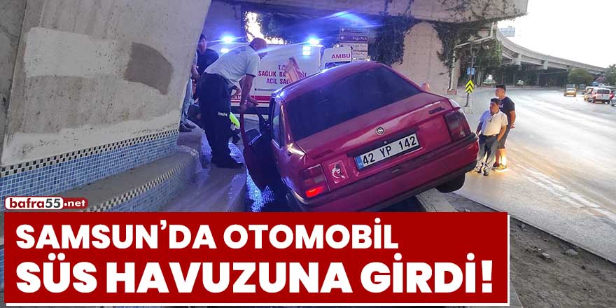 Samsun'da otomobil süs havuzuna girdi!