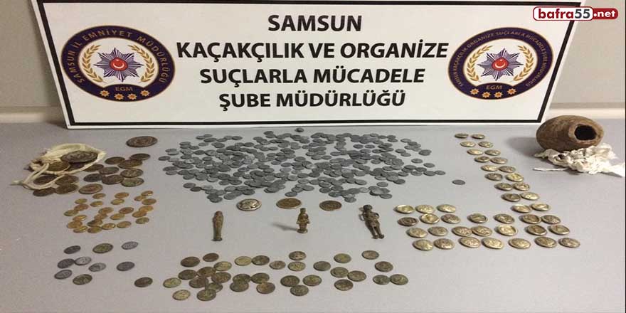 Şüpheli araçtan 429 adet sikke ve 3 adet heykel ele geçirildi!