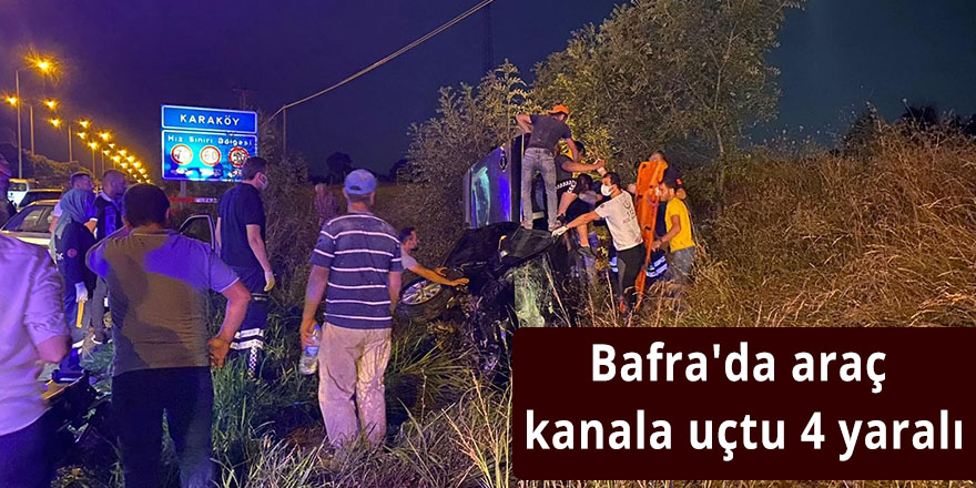 Bafra'da araç kanala uçtu 4 yaralı