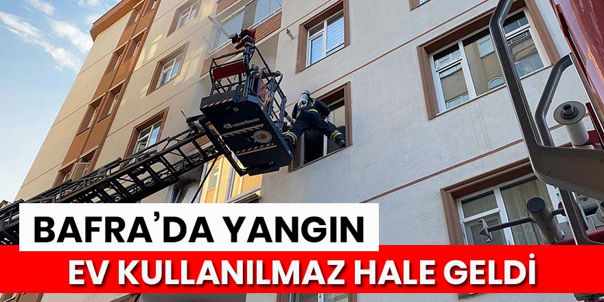 Bafra’da çıkan yangında bir ev kullanılamaz hale geldi