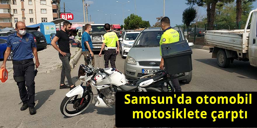 Samsun'da otomobil motosiklete çarptı