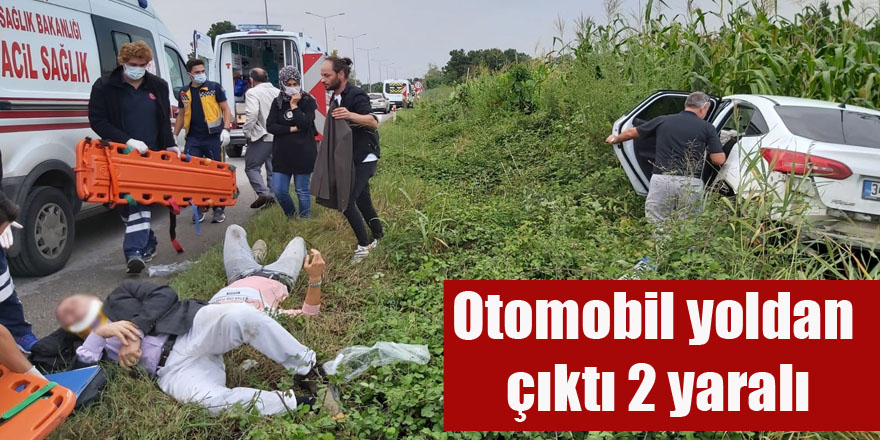 Otomobil yoldan çıktı 2 yaralı