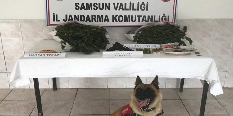 Bafra'da uyuşturucu ve tabanca mermisi ele geçirildi