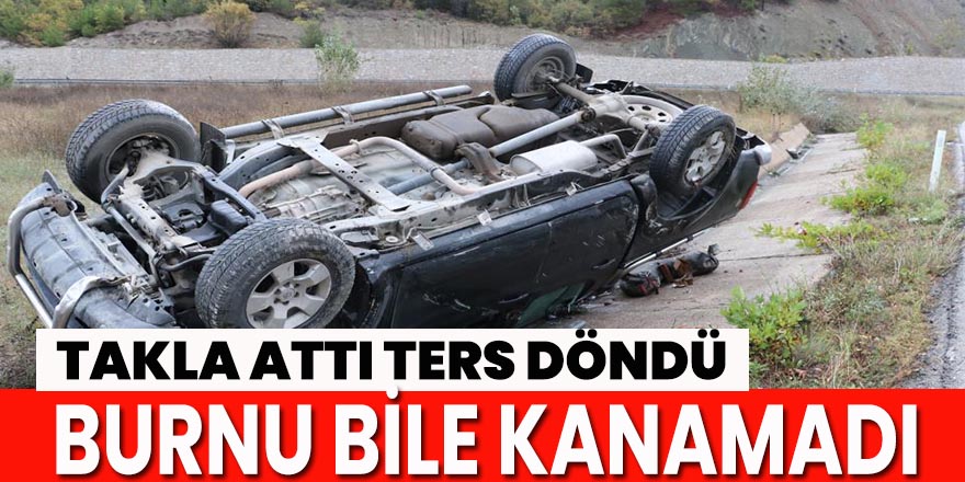 Hurdaya dönen araçtan burnu kanamadan kurtuldu