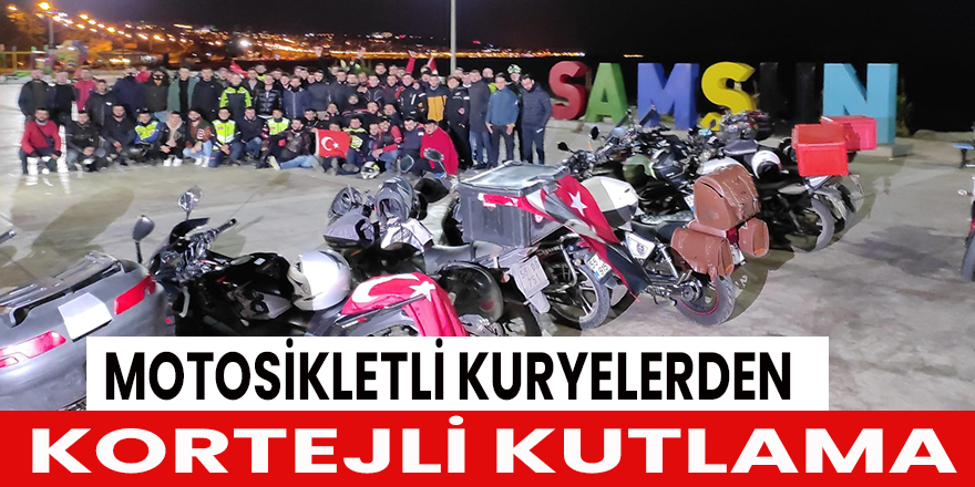 Motosikletli kuryelerden kortejli kutlama