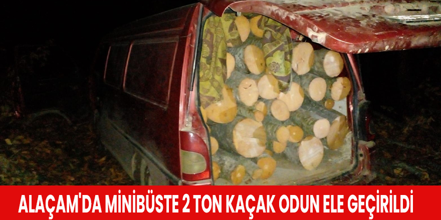 Alaçam'da Minibüste 2 ton kaçak odun ele geçirildi