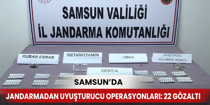Samsun’da jandarmadan uyuşturucu operasyonları: 22 gözaltı