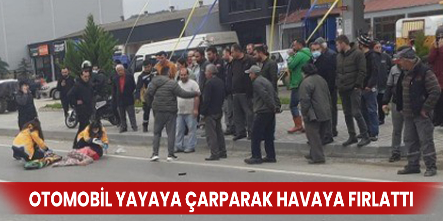 Bafra'da otomobilin yayaya çarparak havaya fırlattı