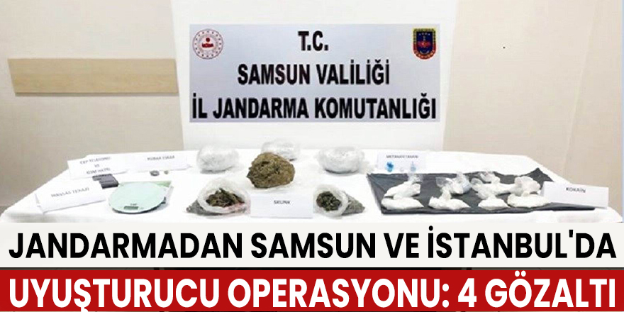 Jandarmadan Samsun ve İstanbul'da uyuşturucu operasyonu: 4 gözaltı