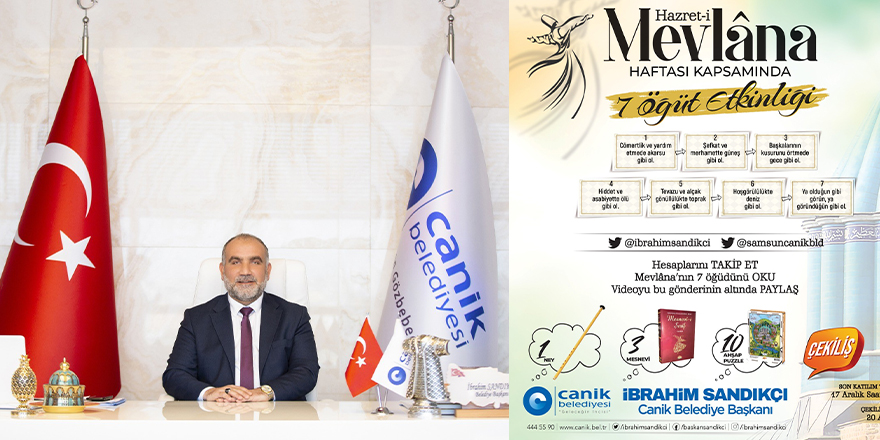 Canik Belediyesi Mevlana'yı anma etkinliğinde ödül dağıtıyor