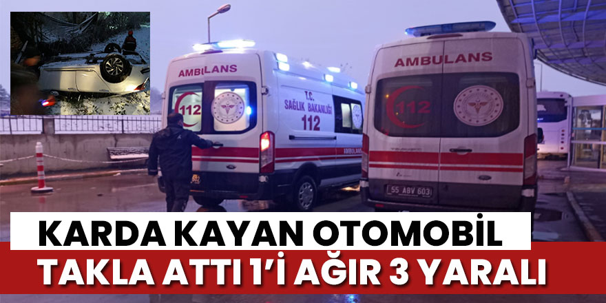 Kuşçular Köyünde araç takla attı 3 yaralı