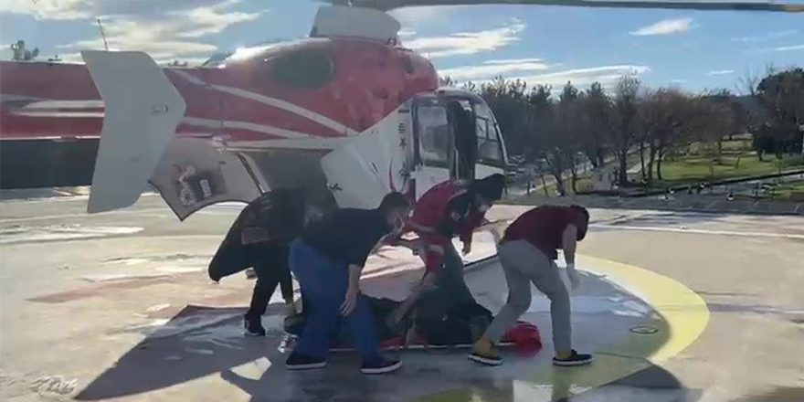 Fenalaşan hastanın yardımına ambulans helikopter yetişti