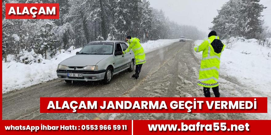 Alaçam Jandarmadan kar mesaisi