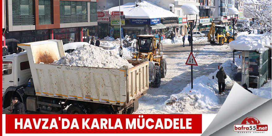 Havza'da karla mücadele