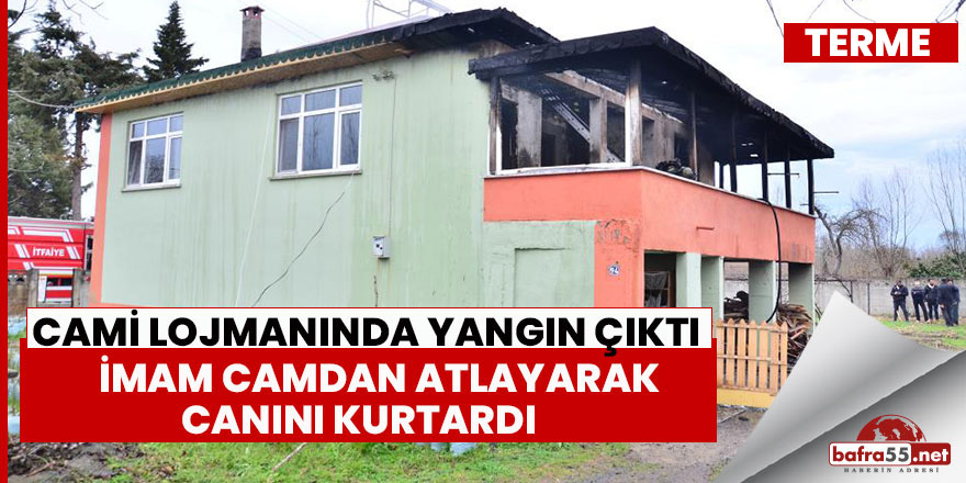 Lojman yangınında imam camdan atlayarak kurtuldu