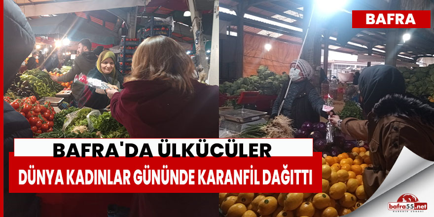 Bafra'da Ülkücüler Dünya Kadınlar Gününde Karanfil Dağıttı