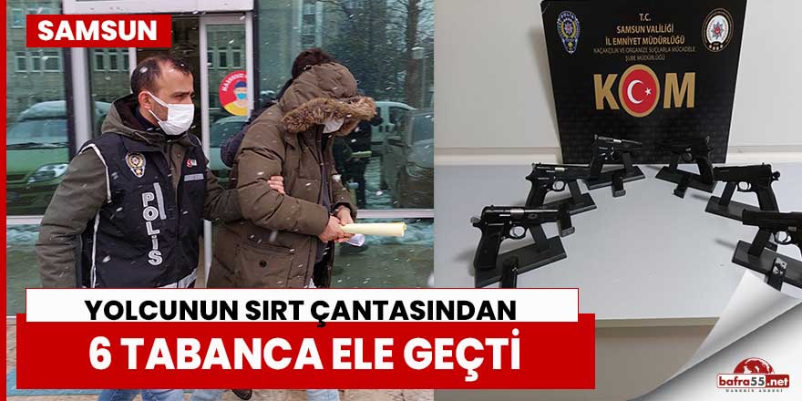 Otobüsteki yolcunun sırt çantasından 6 tabanca çıktı