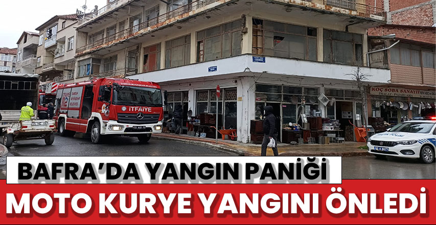 Bafra'da iş yerinin 3. katında çıkan yangın korkuttu