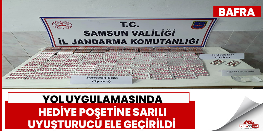 Bafra'da hediye poşetine sarılı uyuşturucu ele geçirildi