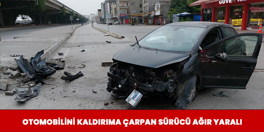 Otomobilini Kaldırıma Çarpan Sürücü Ağır Yaralı