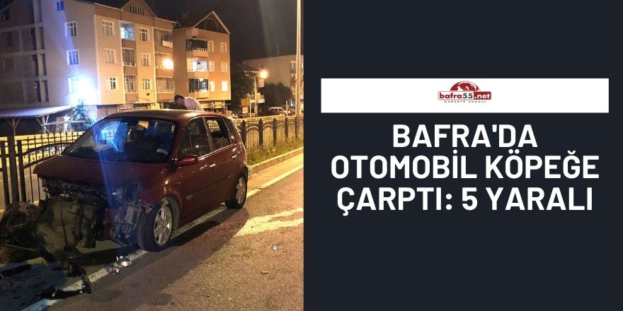 Bafra'da otomobil köpeğe çarptı: 5 yaralı