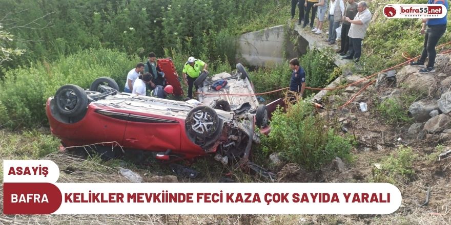 Bafra Kelikler mevkiinde feci kaza çok sayıda yaralı var