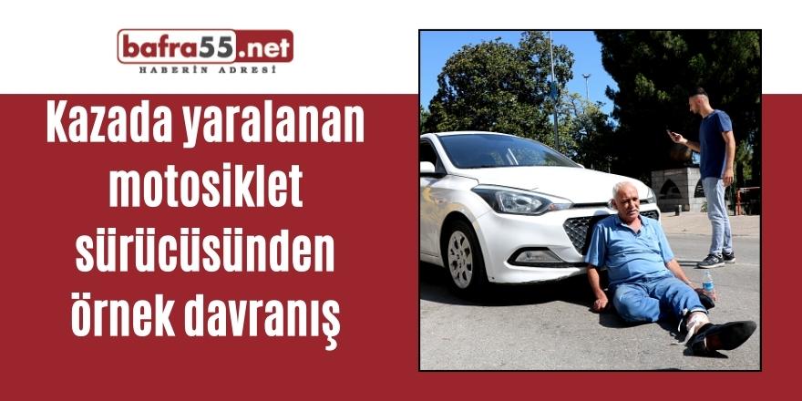 Kazada Yaralanan Motosiklet Sürücüsünden Örnek Davranış