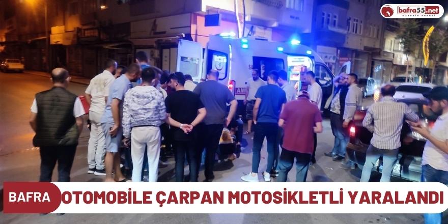 Otomobile çarpan motosikletli yaralandı