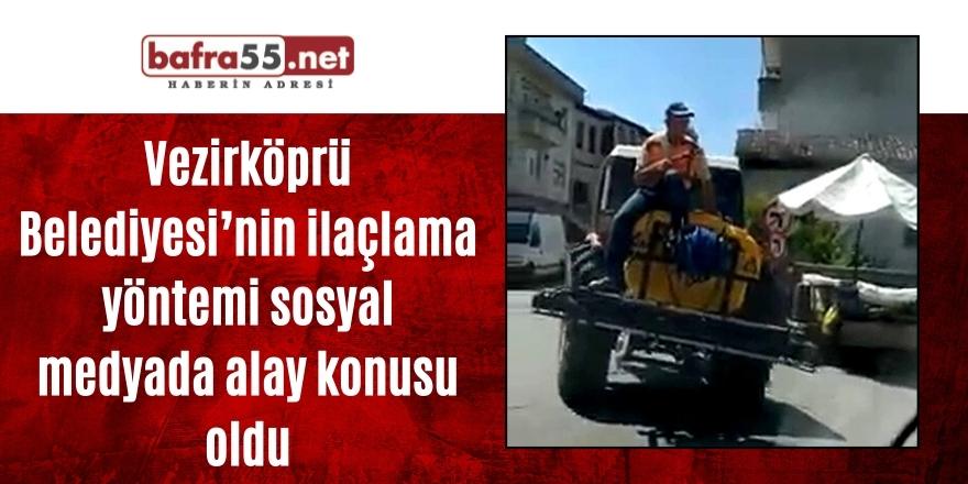 Vezirköprü Belediyesi’nin ilaçlama yöntemi sosyal medyada alay konusu oldu