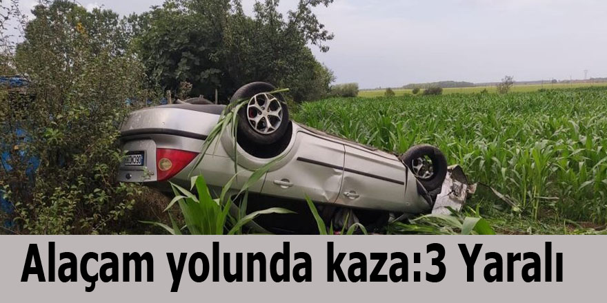 Alaçam yolunda kaza:3 Yaralı