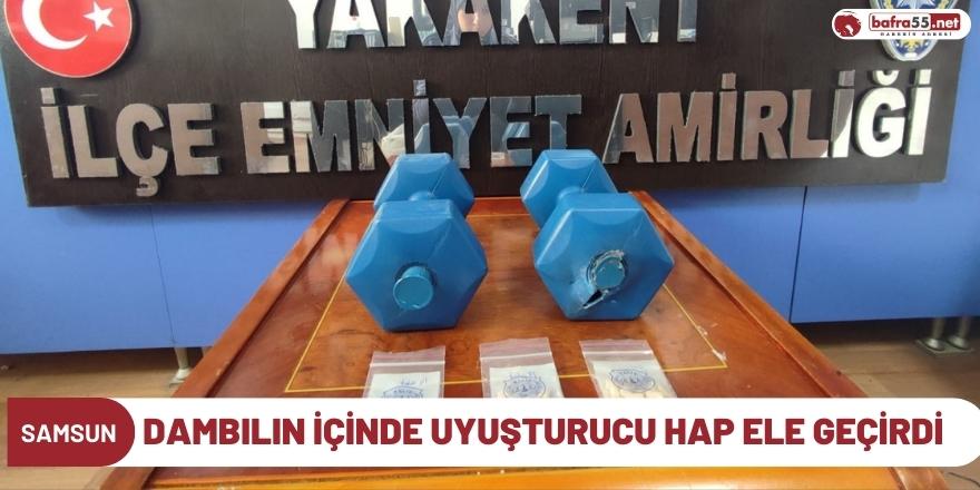 Dambılın içinde uyuşturucu hap ele geçirdi