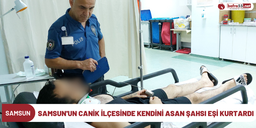 Kendini asan şahsı eşi kurtardı