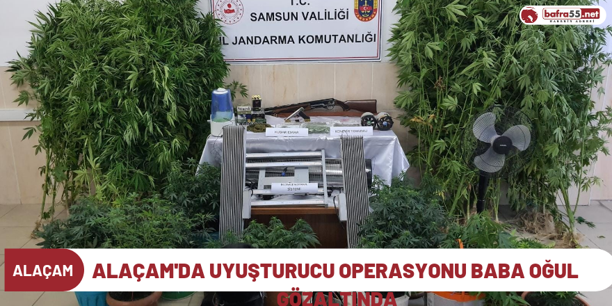 Alaçam'da Uyuşturucu operasyonu Baba oğul  gözaltında