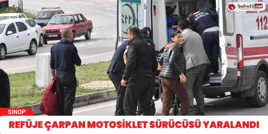 Refüje çarpan motosiklet sürücüsü yaralandı