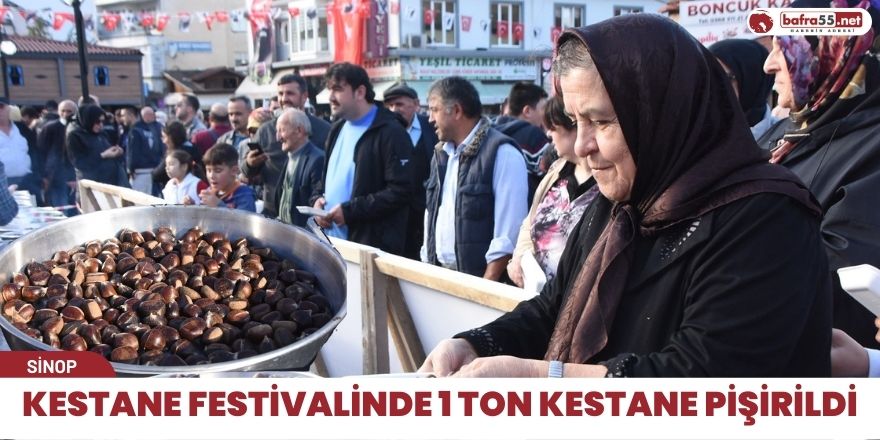 Kestane festivalinde 1 ton kestane pişirildi