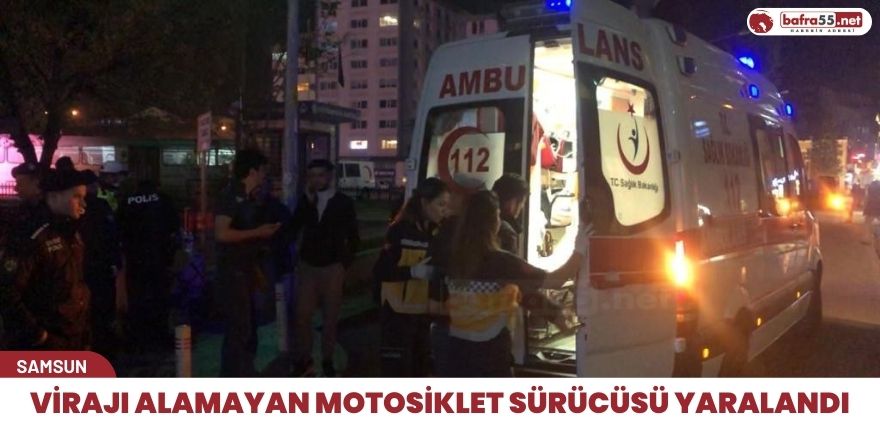 Virajı alamayan motosiklet sürücüsü yaralandı