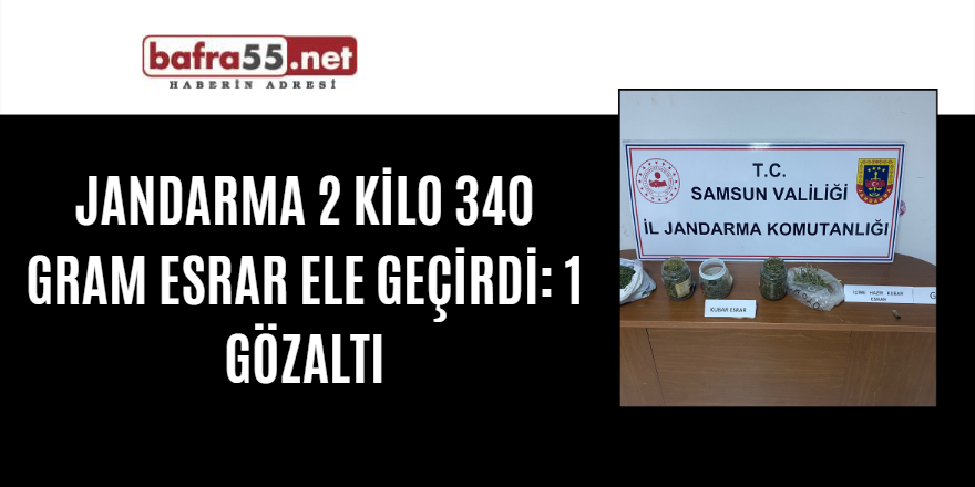 Jandarma 2 kilo 340 gram esrar ele geçirdi: 1 gözaltı