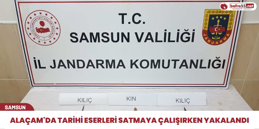 Alaçam'da tarihi eserleri satmaya çalışırken yakalandı