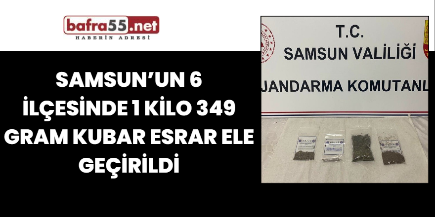 Samsun’un 6 ilçesinde 1 kilo 349 gram kubar esrar ele geçirildi