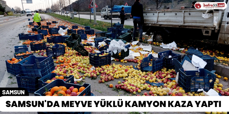 Samsun'da Meyve Yüklü Kamyon Kaza Yaptı