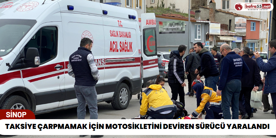 Taksiye çarpmamak için motosikletini deviren sürücü yaralandı