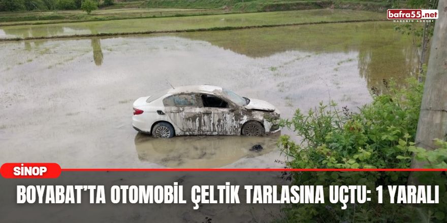 Boyabat’ta otomobil çeltik tarlasına uçtu: 1 yaralı