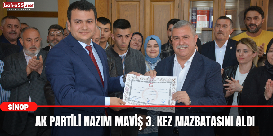 AK Partili Nazım Maviş 3. kez mazbatasını aldı